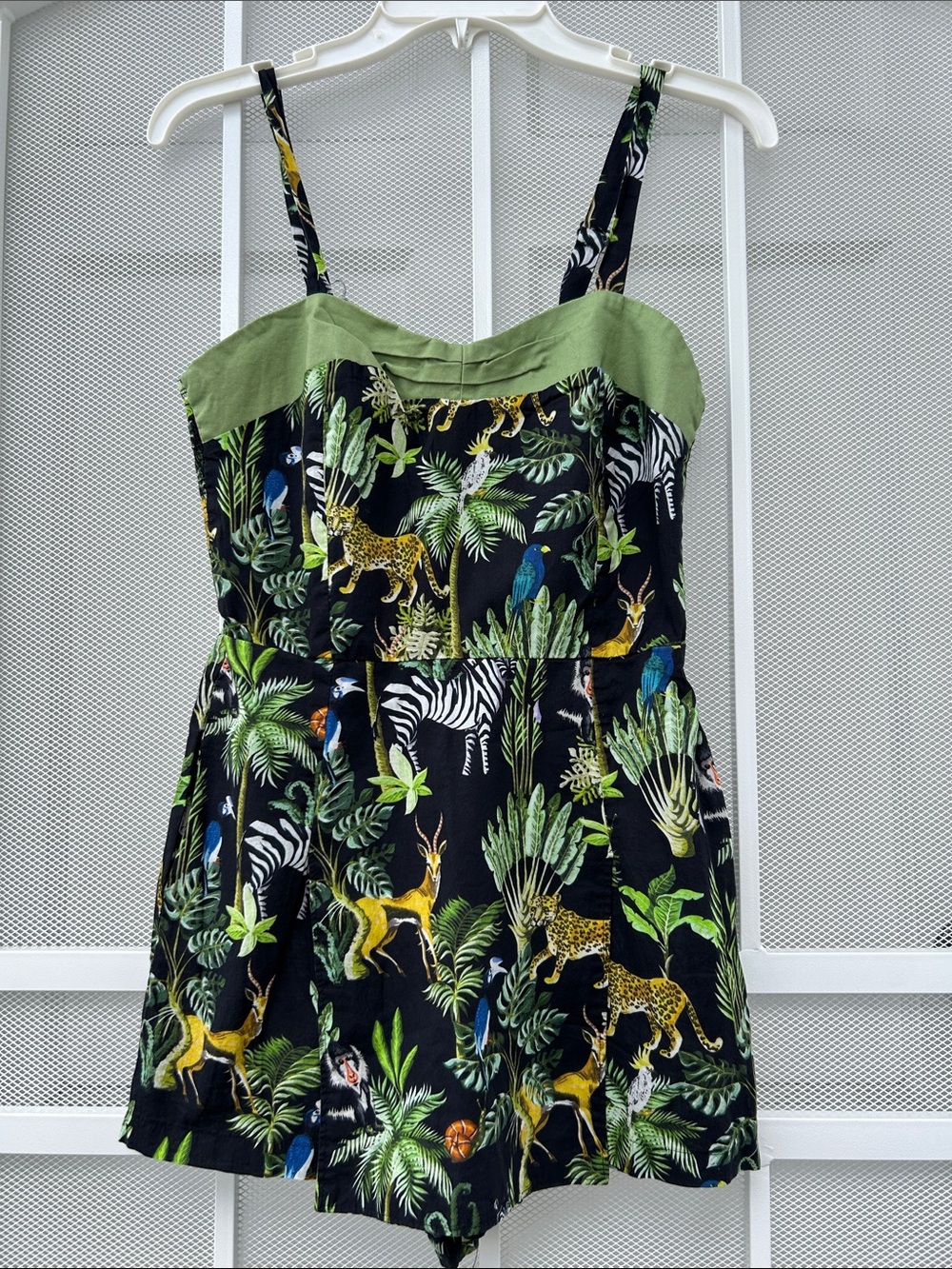 Girls Black & Green Jungle Print Romper